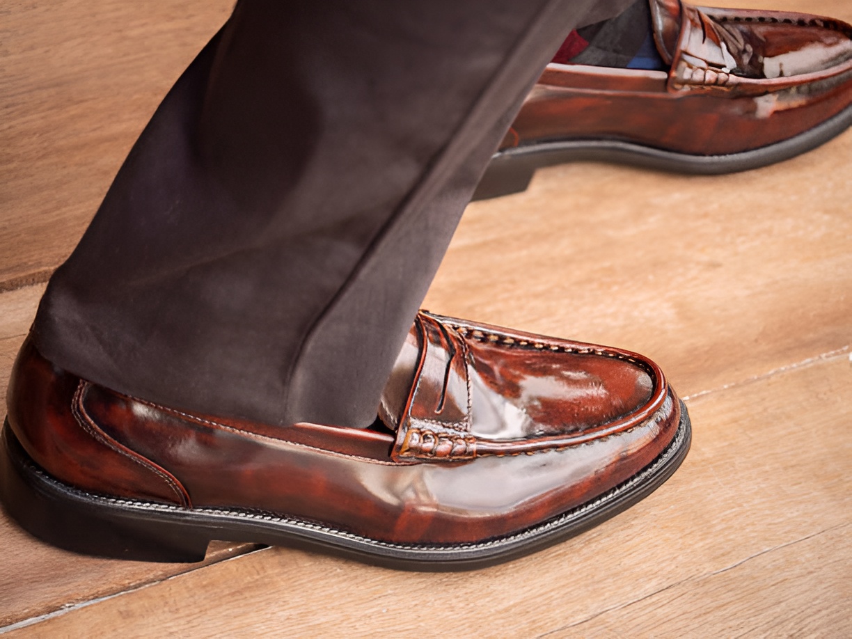 brown leather loafers